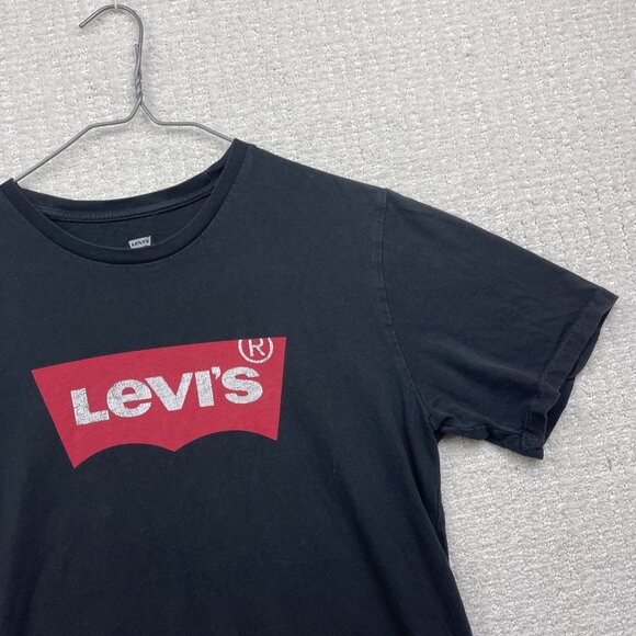 Levi’s Levi Strauss Mens Black w/ Red Classic Logo Short Sleeve Shirt Sz M - Picture 3 of 10